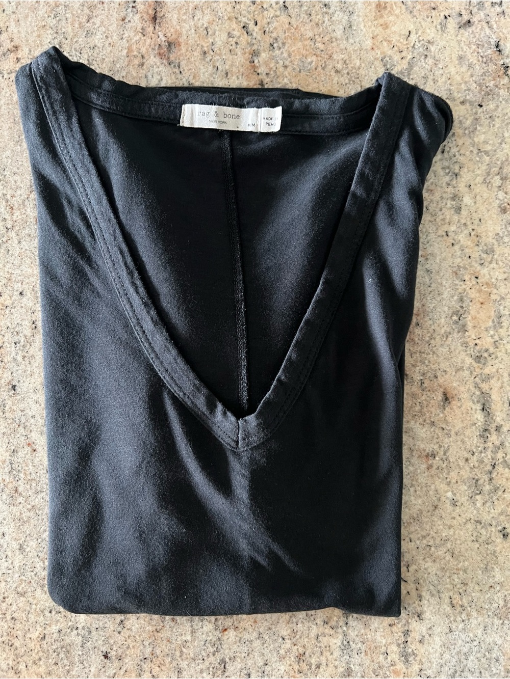 rag & bone Black V-Neck Tank Top